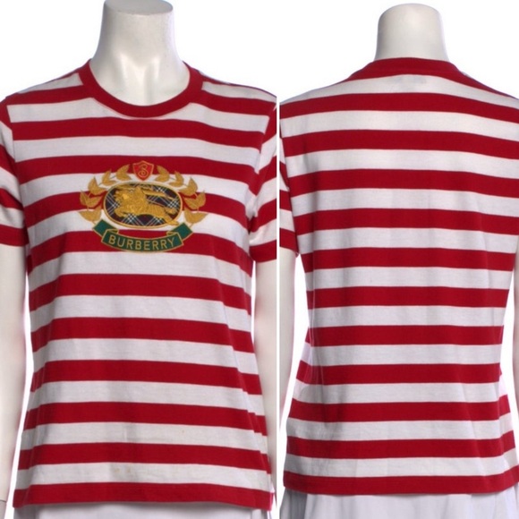 Burberry Striped Crew Neck Shirt Size M - Picture 1 of 6